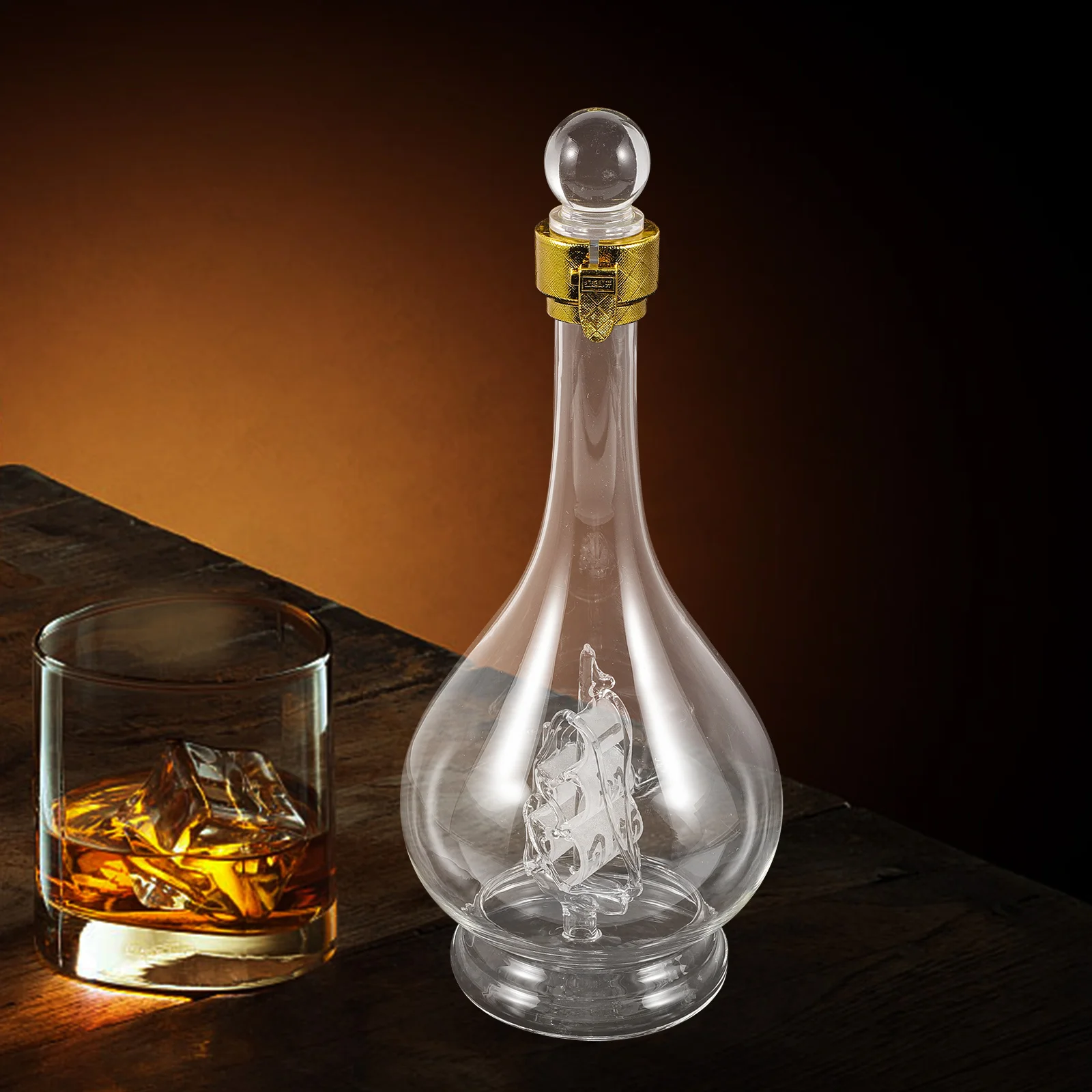 

Glass Decanter Transparent Wine Glass Liquor Bottle Stylish Whiskey Decanter 500ml Clear Creative Sailboat Wine Bottle