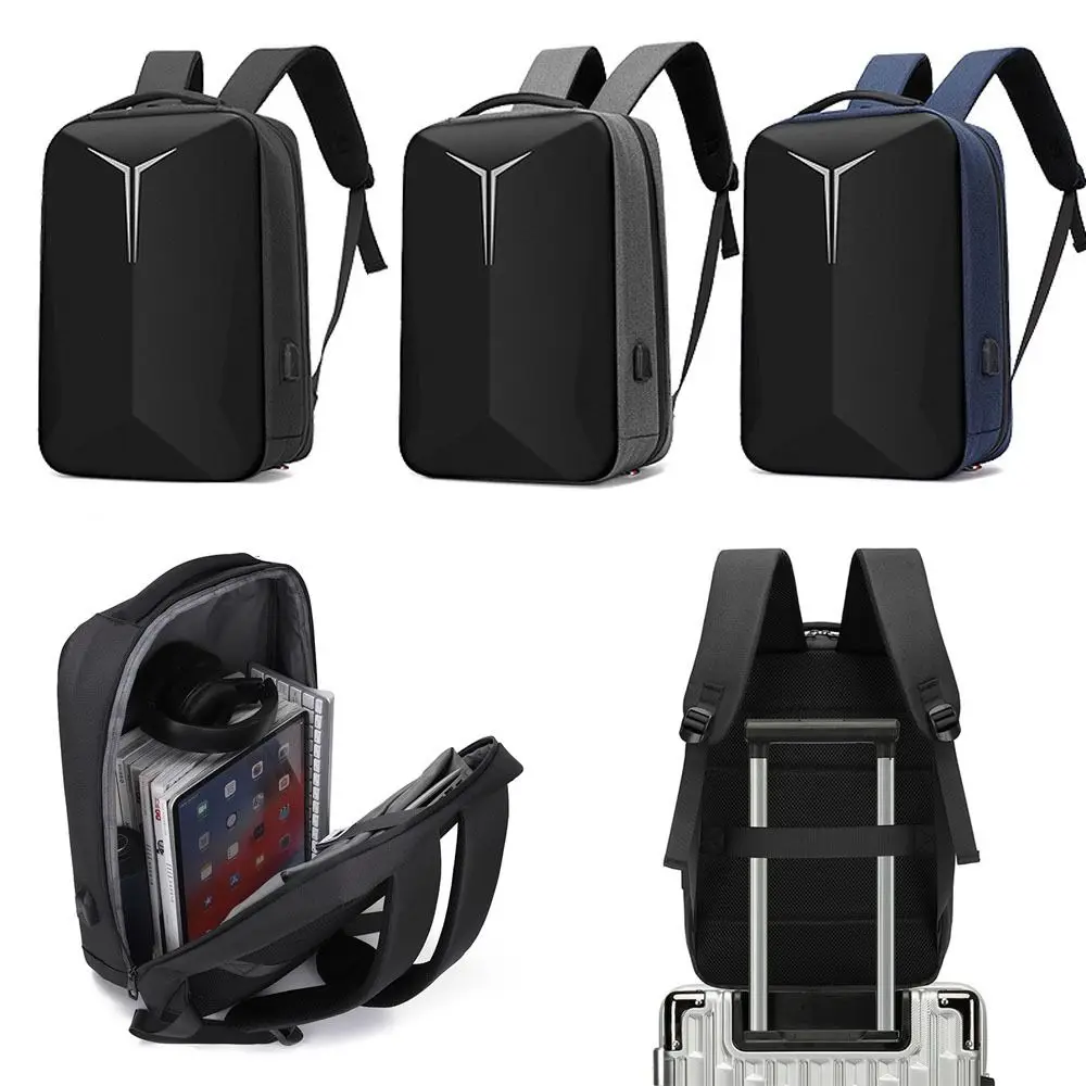 

Waterproof Business Hard Shell Backpack Large Capacity Reflective Double Shoulders Bag Lightweight USB Charging Port