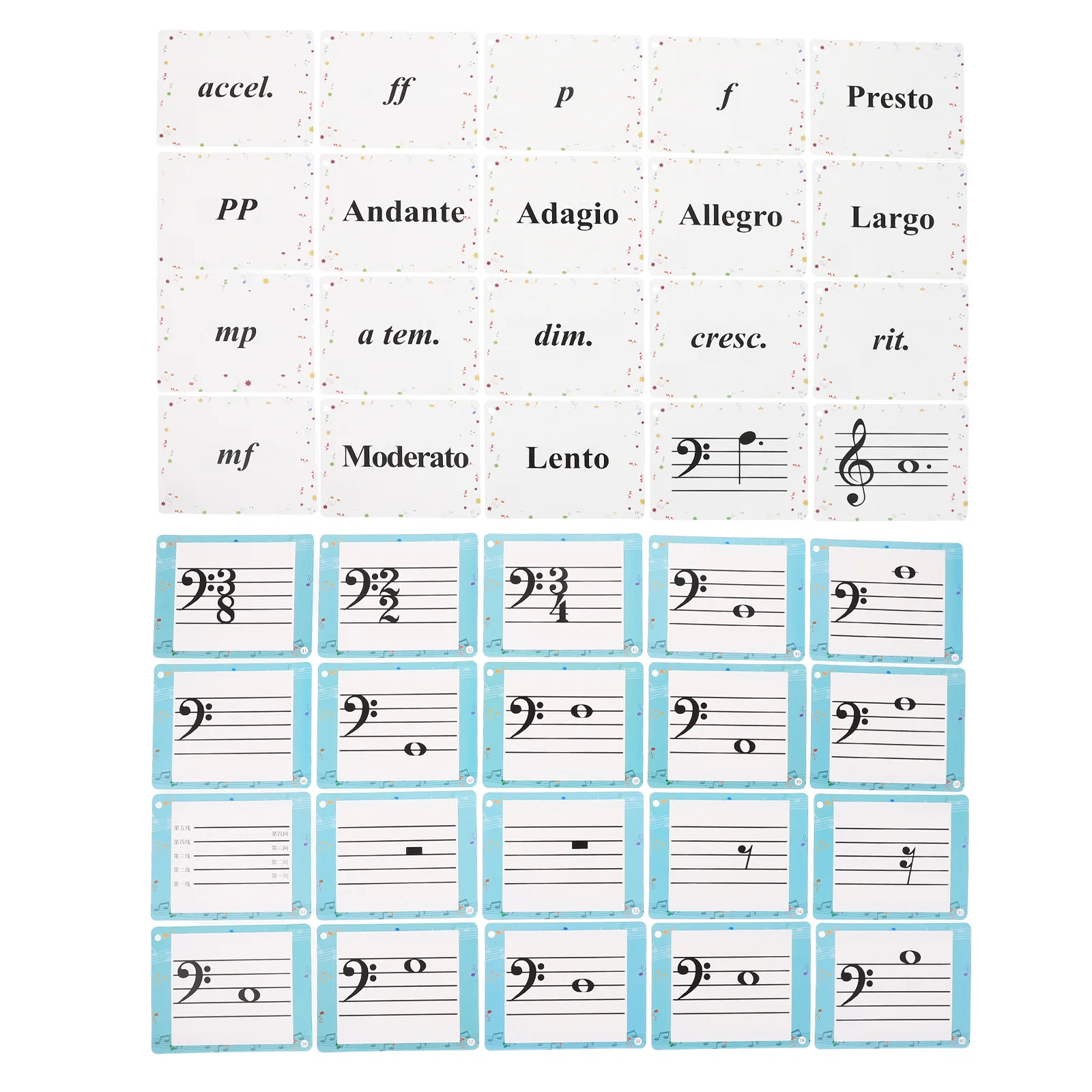 80 pezzi di carte per l'educazione musicale Flashcard per notazione musicale per pianoforte Violino Principianti Studio a casa Pratica Flashcard per pianoforte da viaggio