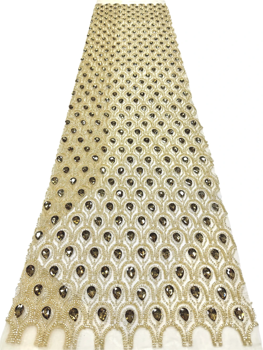 Salouva 5yard Luxury French Mesh Lace Fabric Beaded Sequins African Nigerian Wedding Dresses Embroidery Sewing Material