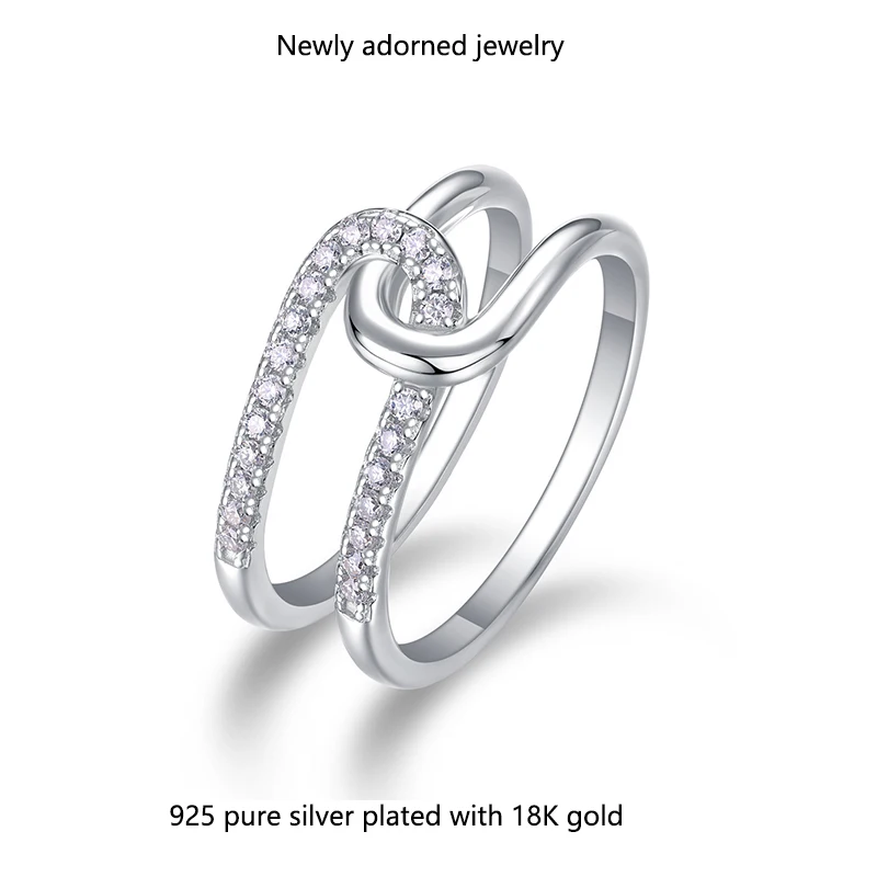 

Cross-border minimalist and versatile double C interlocking ring with cubic zirconia for women, wholesale from manufacturer