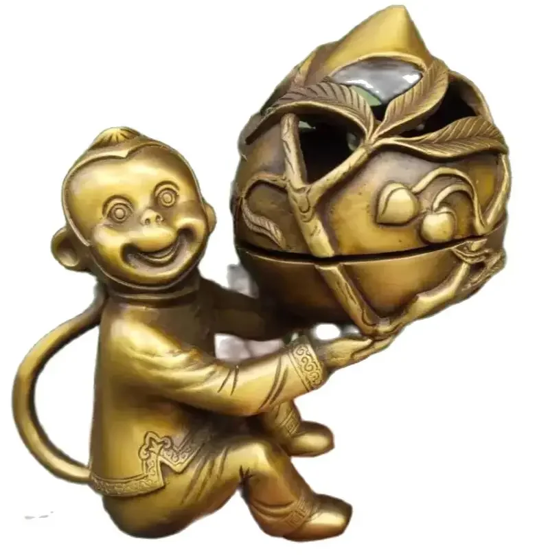 Metal monkey offering longevity incense burner decorations, home and office stationery creative display