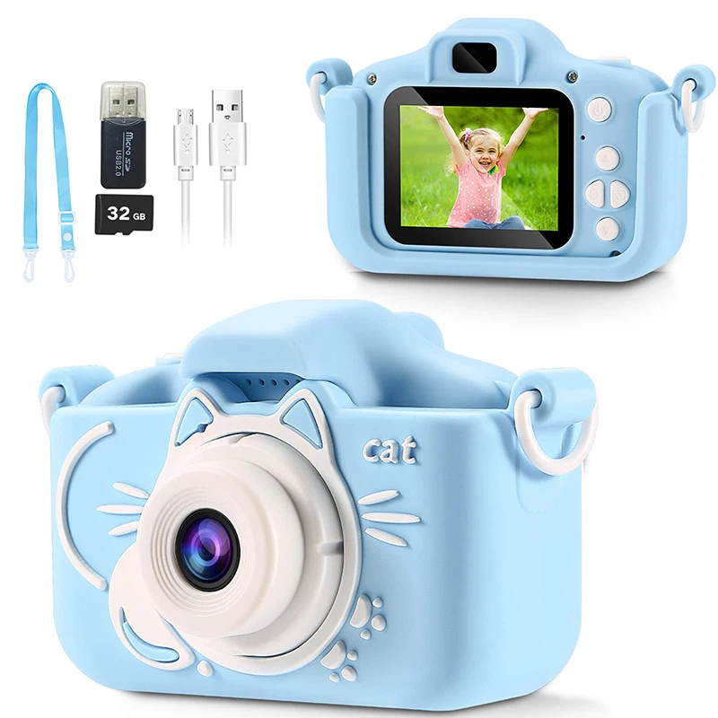 Kids Camera Toys 2000W Pixel 2 inch Screen HD Cartoon Kids Digital Camera Mini SLR Camera Toy For Kid Christmas Birthday Gifts