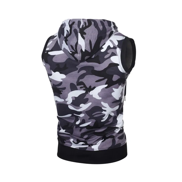 Spring Summer Sporting Hoody Male Joggers Sportswear Vest Men Sleeveless Sweatshirt Hoodies Military Camouflage Hooded Tank Top