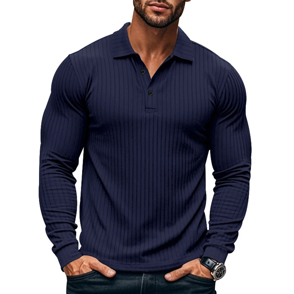 

Button V-Neck Shirt Long Sleeve Pullover Polyester Fabric Regular Length Slim Fit Turn Down Collar Workout Tee For Workout