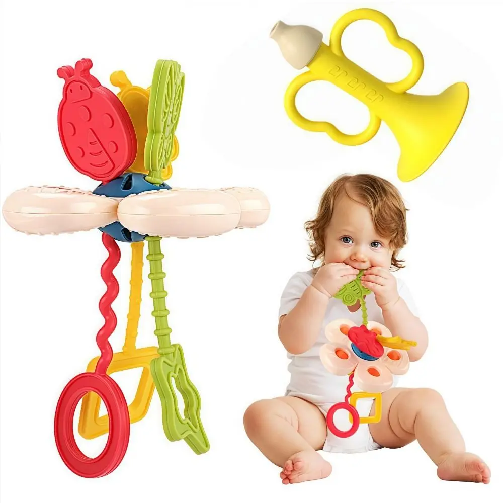 Food Grade Baby Zintuiglijk Speelgoed Zachte Siliconen Trompet Pasgeboren Kauwspeelgoed Bloemen Vroeg Onderwijs Baby Reizen Speelgoed For1-2 jaar oud