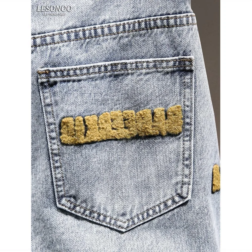 Tendência da moda verão impresso perna reta estiramento jeans masculino casual solto confortável retro esportes shorts de alta qualidade