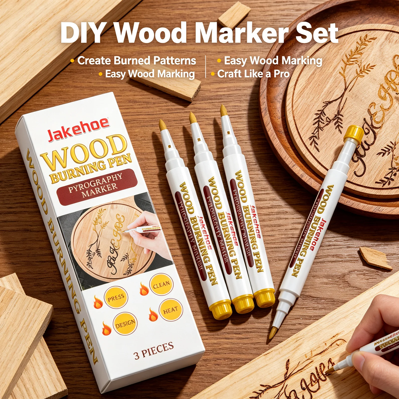 Wood Burning Pens Scorch Wood DIY Art Fine Draw Various Cute Patterns Burning Effect Wood Crafts DIY Scorch Wood Burned Marker