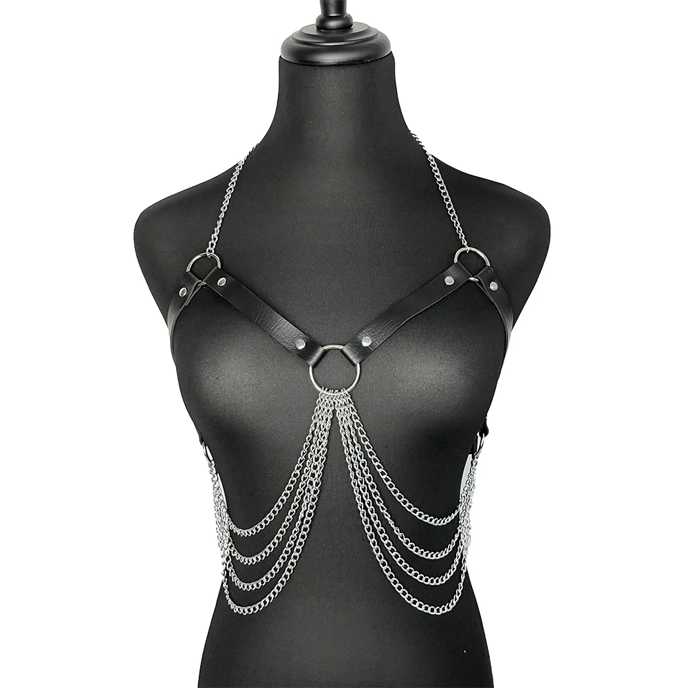 ازياء النساء الصدر تسخير عبودية قفص تسخير سلاسل امرأة جلدية مثير الحمالات القوطية السيف حزام المثيرة الوثن زي