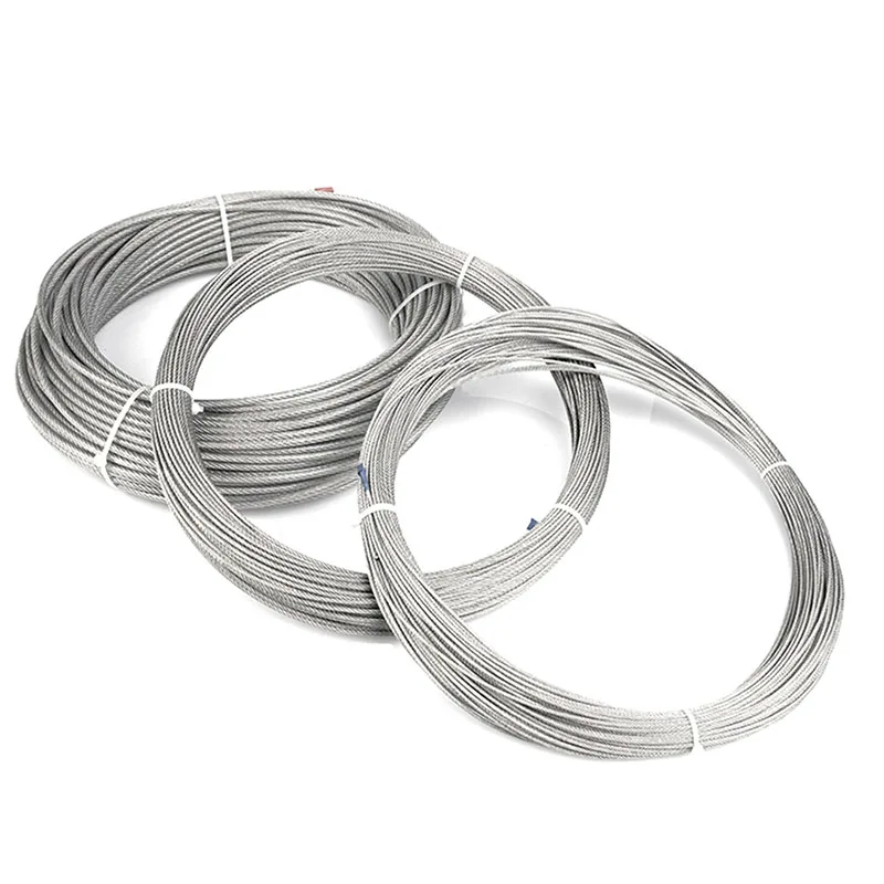 0.5-4mm Diameter 7X7 Structure 304 stainless steel wire rope thin cable softer fishing lifting cable