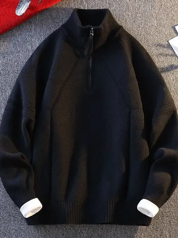 

Высококачественный цветной мужской трикотаж с воротником-стойкой на молнии, длинный свек, повседневный, модный, осенне-зимний, молодежный, универсальный, удобный...