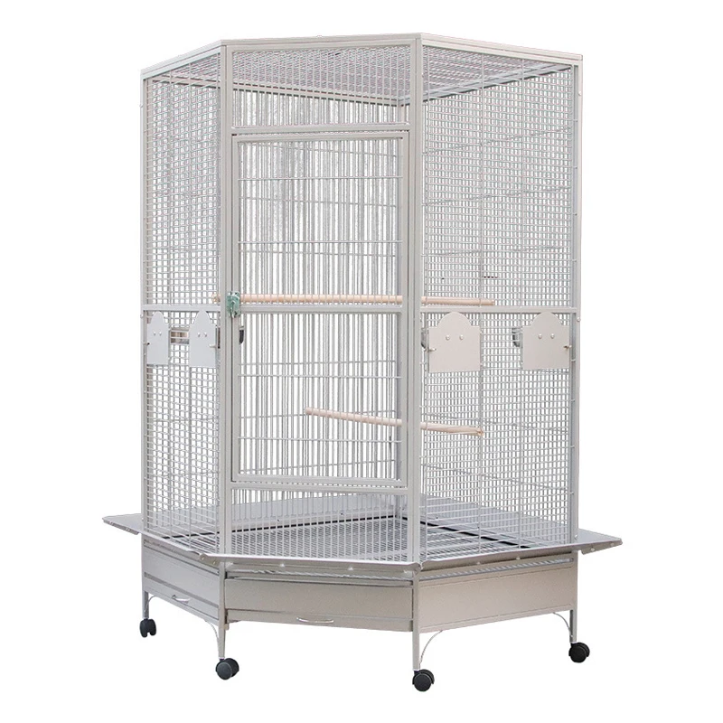 Strong Heavy-duty Hand-push Type Pets Parrot Birds Cage Vertical Large Space Breed Birds House With Wheels