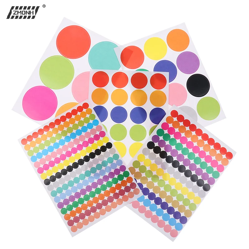 

[H]10 Sheets Polka Circle Office Classroom Party Decoration Toys Diary Decoration Marking Sticker 6-45mm Colored Dot Stickers