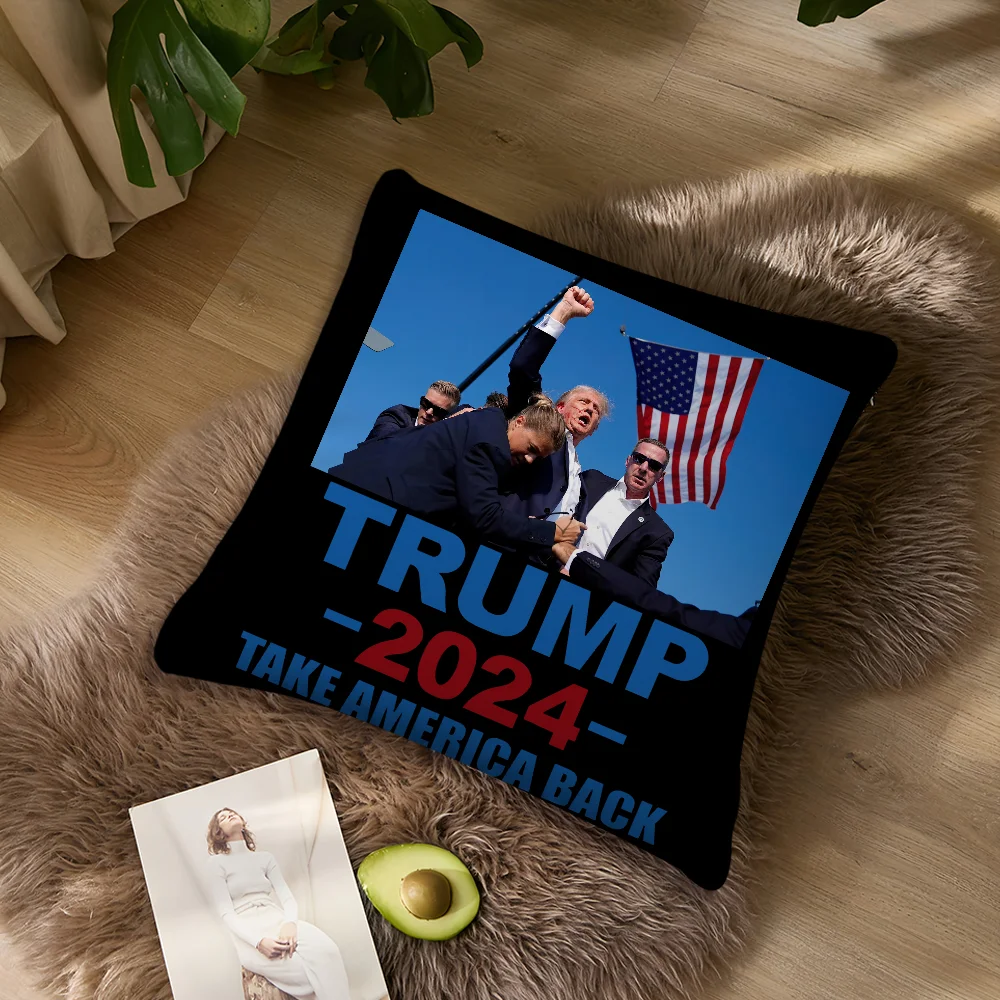 D-Donald Trump 2024 Pillow Case Sofa Living Room Bedroom Headboard Backrest Cushion Square Cushion Nap Time