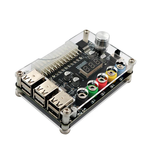 Imagen 2 del producto Fuente de alimentación ATX de 24 Pines, conector adaptador de módulo de alimentación, perilla de voltaje ajustable, 6 puertos, USB 2,0, compatible con QC2.0, QC3.0