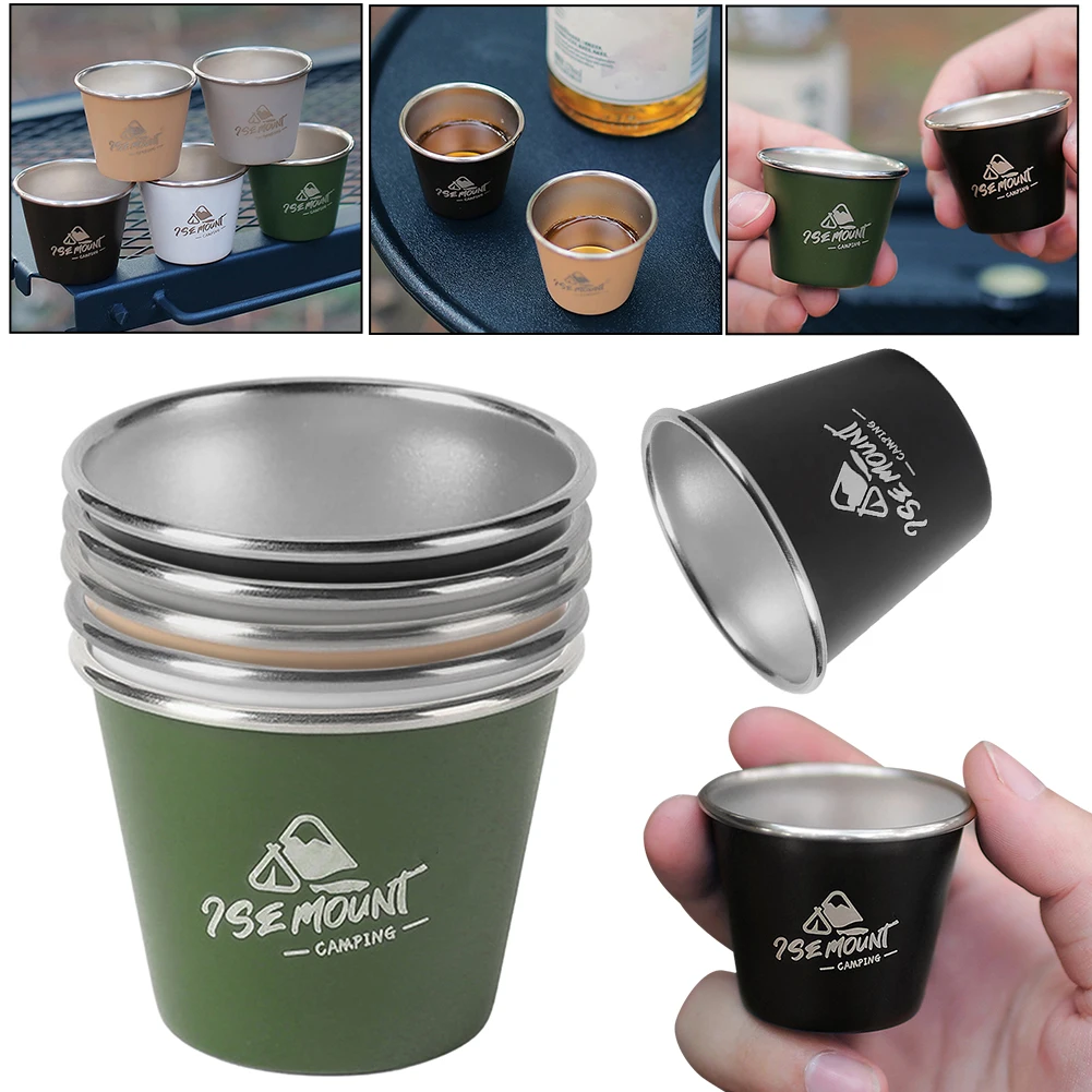 50ML Travel Beer Cup Stainless Steel Lightweight Pint Cup Stackable Metal Tea Cup Portable for Hiking Fishing Climbing