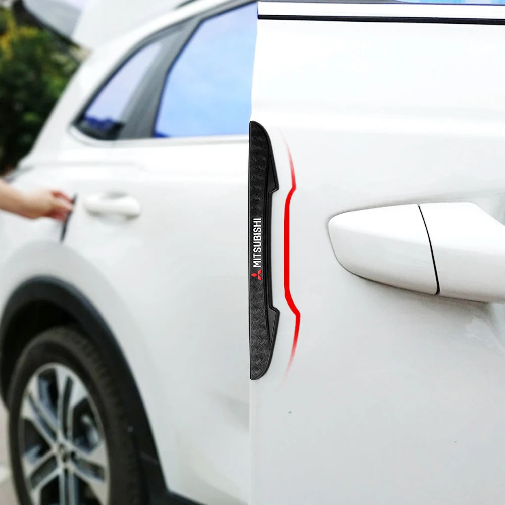 4 Uds. Pegatinas protectoras de borde de puerta de coche de goma tiras anticolisión para Mitsubishi Lancer 9 10 Outlander 3 Asx L200 Pajero, etc.
