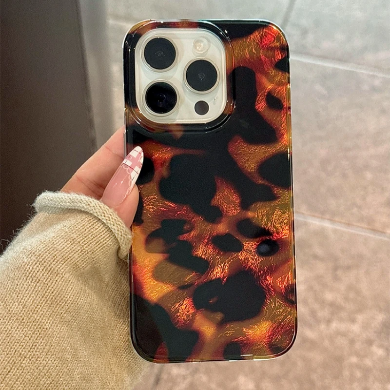 Stylish Tortoiseshell Leopard Pattern Clear Case for IPhone 16 15 14 13 12 11 Pro Max 14 15 7 8 Plus X XR XS Max SE2020 Airbag