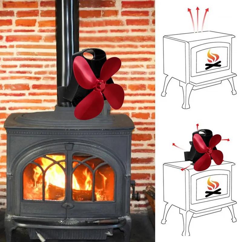 Multi-colored 4 Blade Fireplace Fan High Temperature Magnet Wall Mount For Log Wood Burner Quiet Efficient Household Fireplaces