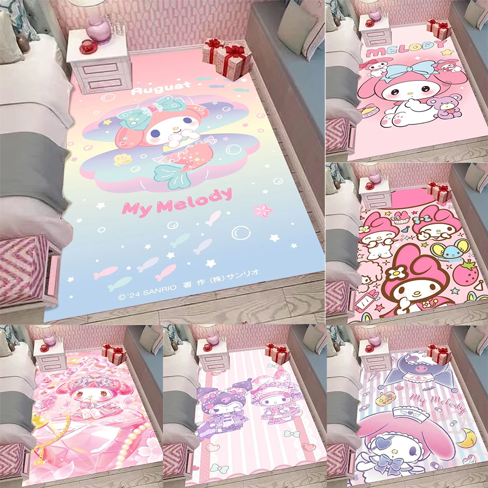 

MINISO милый мультяшный ковер различных стилей с кавайным бантом в форме сердца и ромбовидными узорами, нескользящий ковер для спальни, декор для детской комнаты