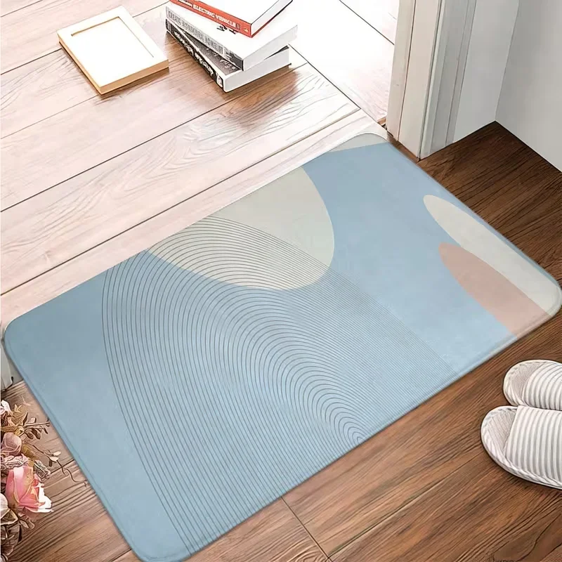 Modern Abstract Geometric Semicircle Doormat Morandi Color Block Art Floor Rug Stylish Indoor Entryway Decor Carpet