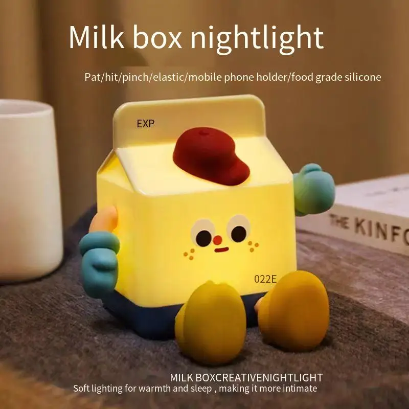 Imagem -03 - Explosões Milk Box Nightlight Cartoon Cute Mobile Phone Bracket Presente de Aniversário de Carregamento Presentes Criativos