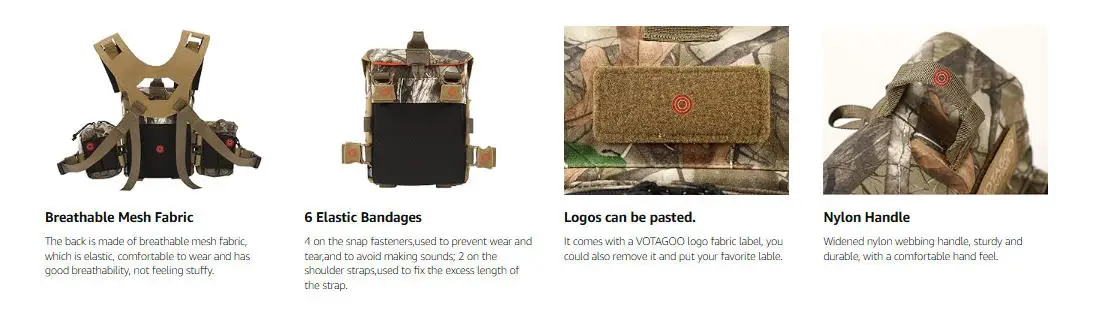 VOTAGOO Fernglas-Tragetasche, Bino-Brusttasche mit Magnetverschluss und MOLLE-System, Wasserabweisend für Jagd und Outdoor-Aktivitäten – Detail 5