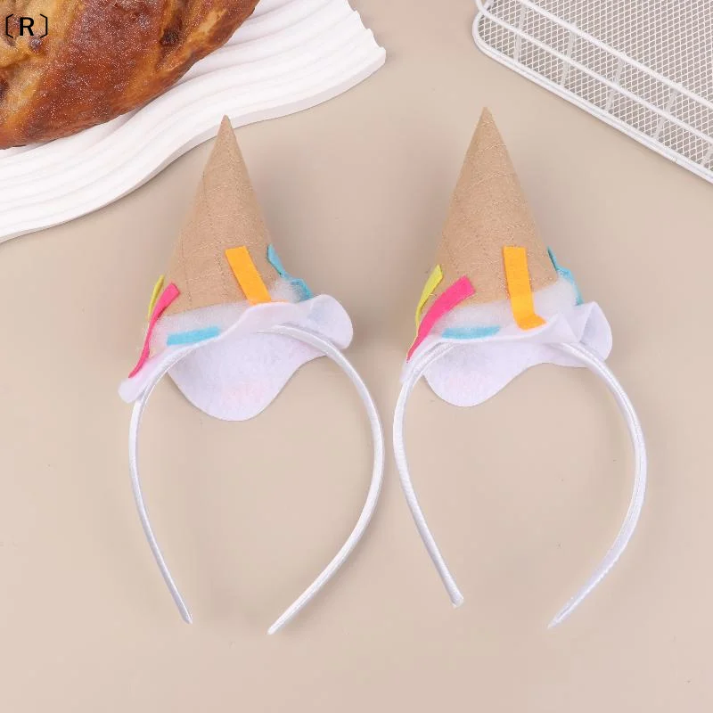 

〔R〕Cute Creative Ice Cream Cone Hair Band Birthday Party Cosplay Hair Hoop Hair Holiday Costume Accessories For Adults Kids
