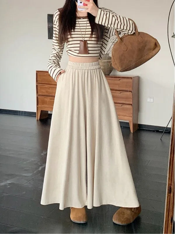 Laziness Style Wide Leg Pants Women's plus Size Comfortable High Waist Korean Version Autumn New Fashion Trendy Trousers