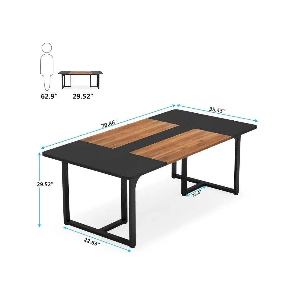 6FT Conference Table, 70.8" Meeting Seminar Table Up, Business Style Large Office Conference Room Table Boardroom Desk
