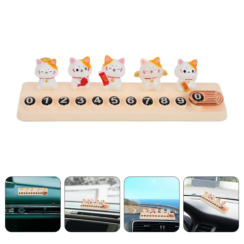 

2Pcs Cute Lucky Cat Car Temporary Parking Plate Multifunctional Phone Number Display Holder for Vehicle Interior Dashboard