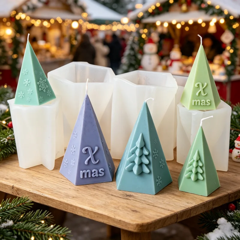 3D Christmas Tree Series Silicone Mold DIY Snowflake Handmade Aroma Candle Plaster Mould Christmas Decor Candle Making Supplies