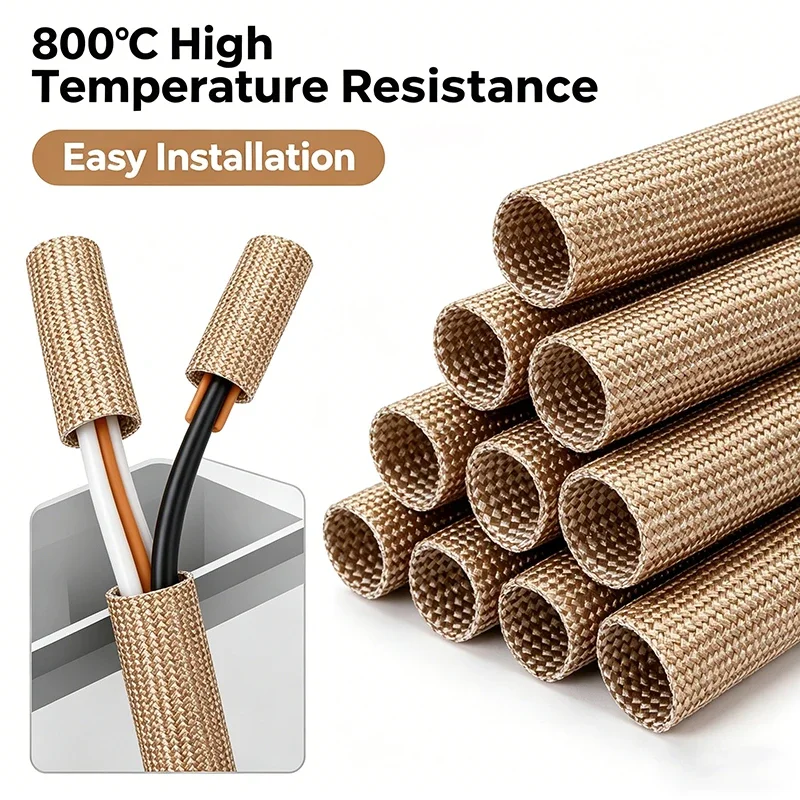 1M-10M 800°C High Temp Fiberglass Sleeve Flame Retardant Insulation Wire Protection ID 1/2.5/3/4/5/6/8/10/12/14/16/18/20/25/30mm