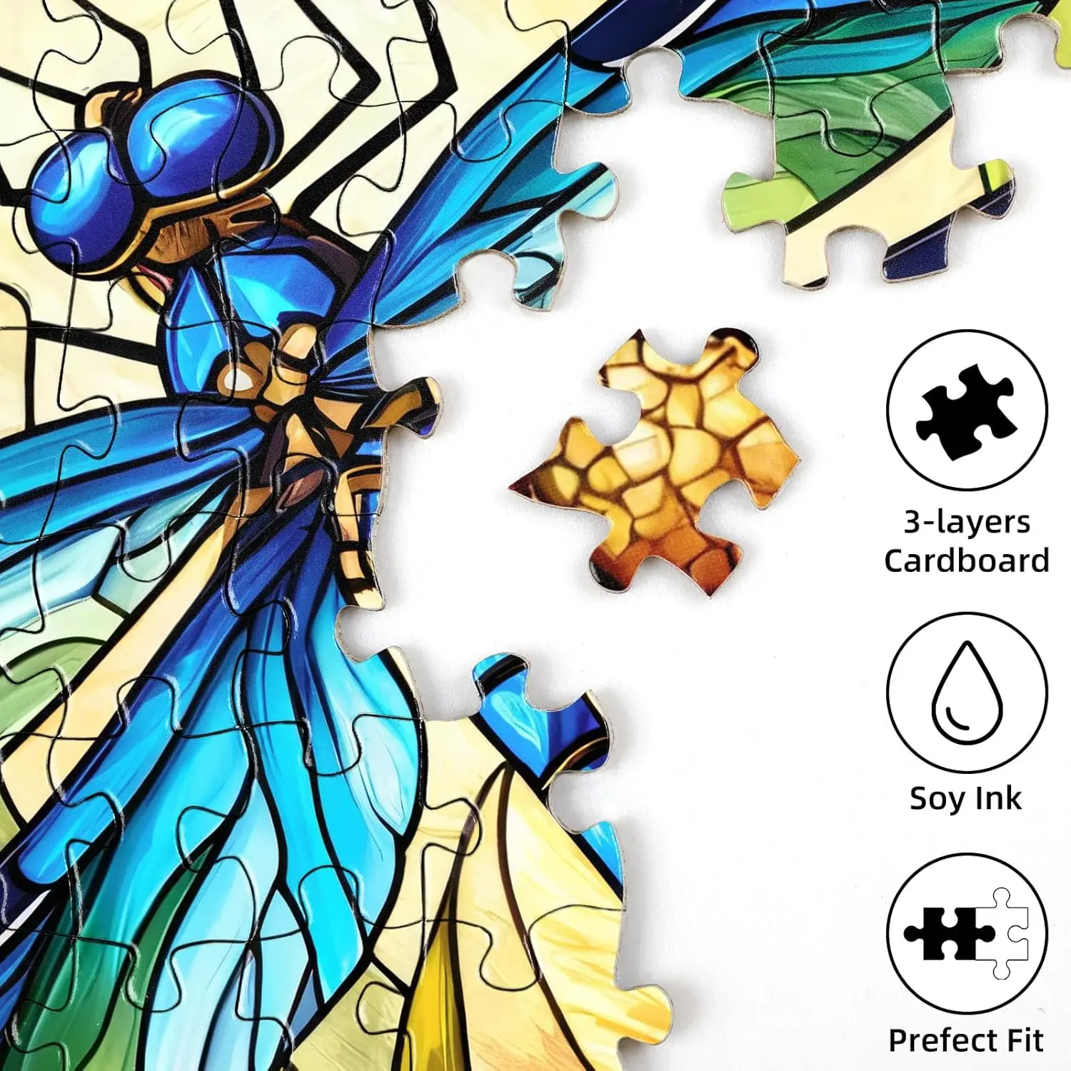 Rompecabezas de papel de 1000 piezas, rompecabezas de libélula de cristal colorido para adultos, alivio del estrés, actividad relajante, regalo perfecto