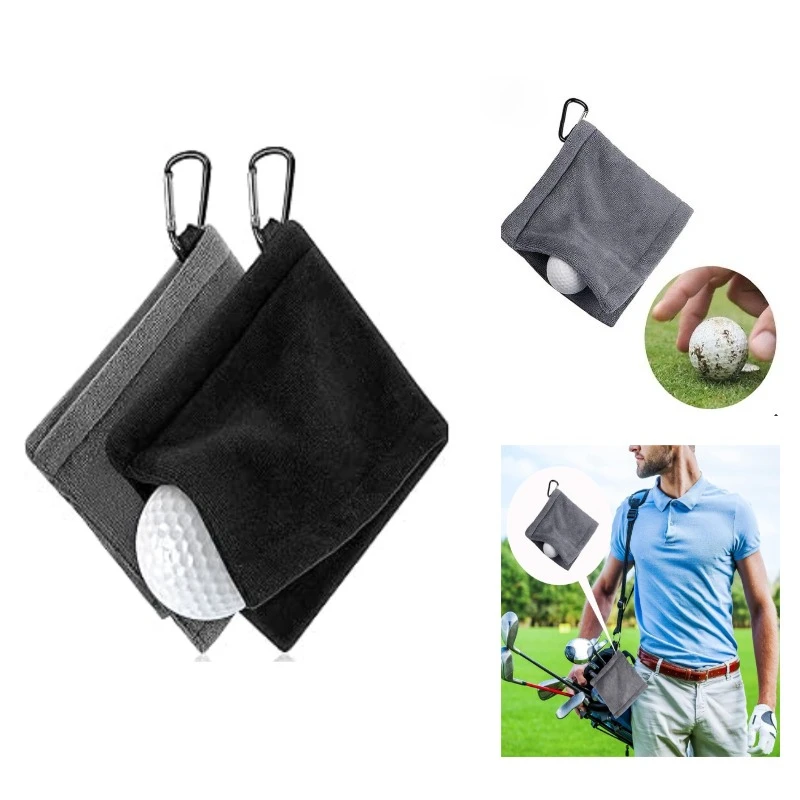 

2 портативных полотенца для чистки мячей для гольфа, замша из микрофибры, подходят для любителей гольфа для тренировок и фитнеса, 5x5 дюймов