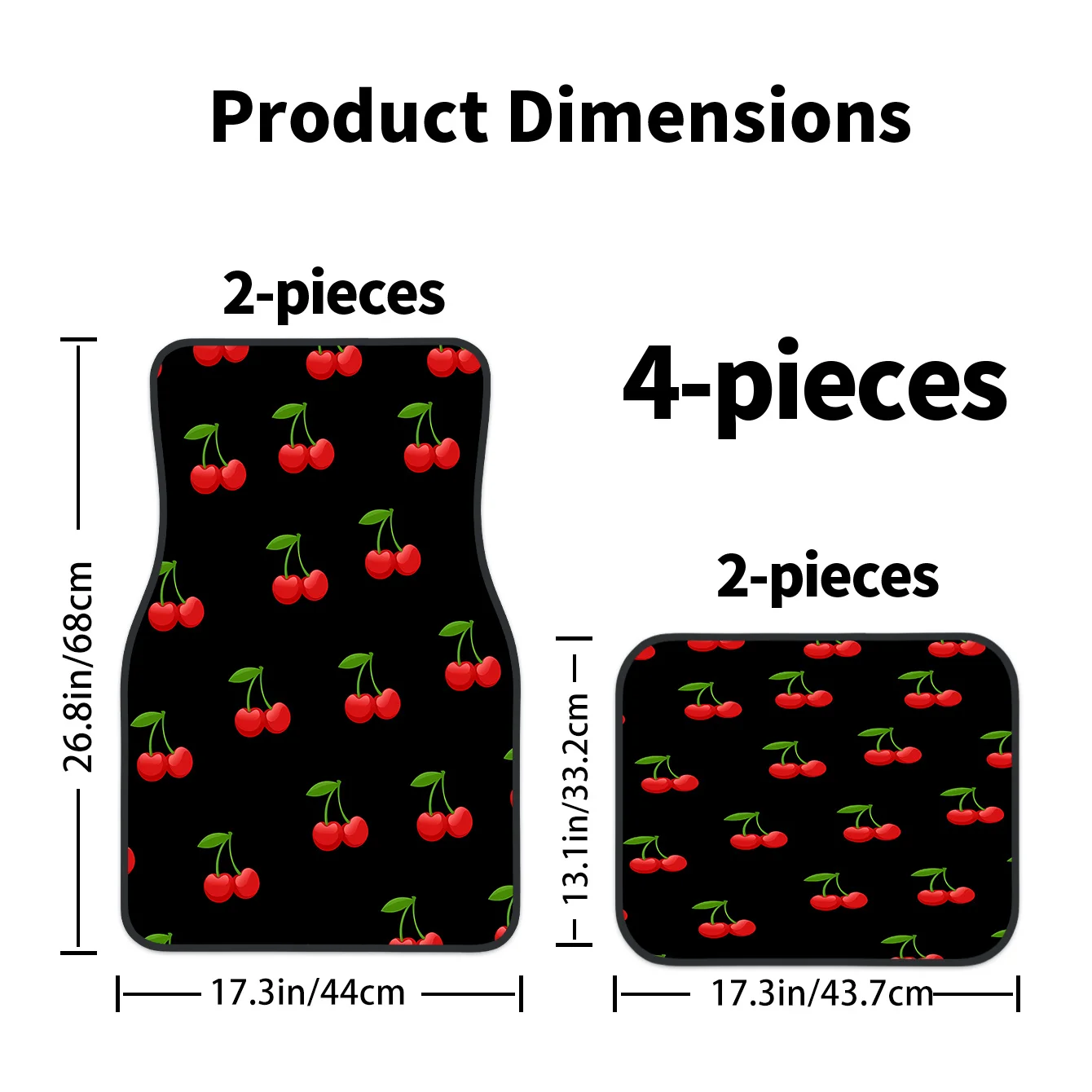 4pcs Cherry Style Printed Car Floor Mats | Easy-to-Clean, Polyester Fiber, Suitable For Cars, Trucks, SUVs, Ideal For Christmas