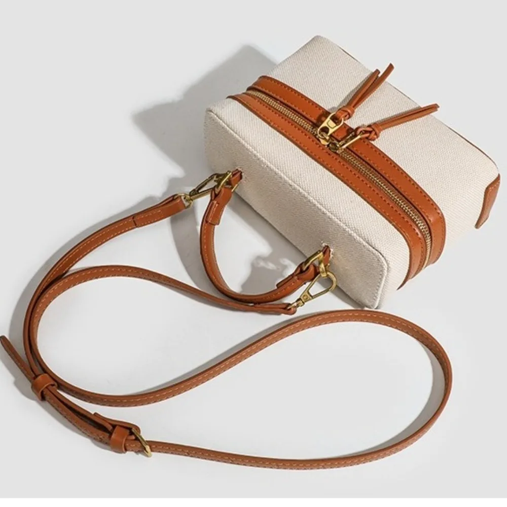 

New Large Capacity Shoulder Bag Zipped with Handle Crossbody Bag Vintage Luxury Lunch Box Bag