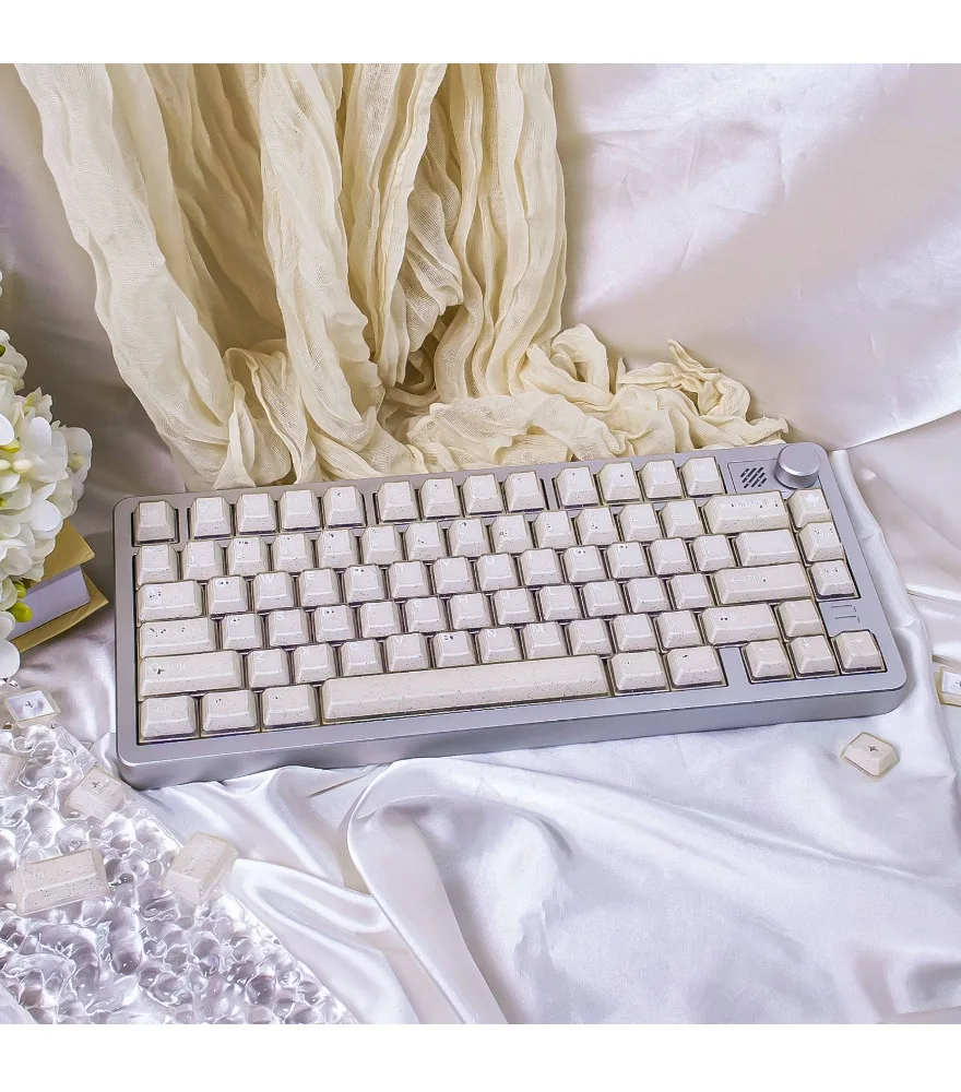 

White marble/green/pink jade semi-transparent keyboard keycap crystal jelly PBT + PC two-color full set original factory