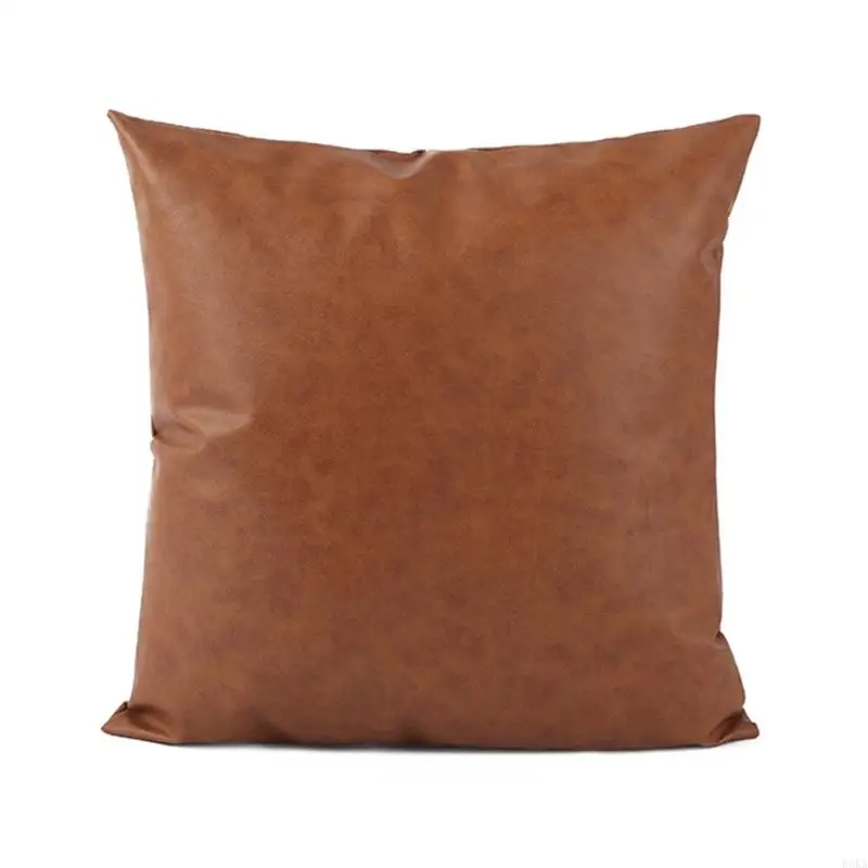 

F3KA Pillow Case Comfortable PU Leather Pillowcase Cushion Sleeve Elegant