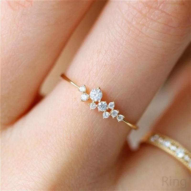 Elegant Women's Ring Zircon Inlaid Eternal Wedding Ring Engagement Stackable Zircon Ring Suitable for Women's Fashion Jewelry