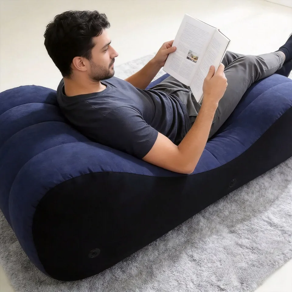Ergonomic S-shape PVC Reclining Massage Air Lounger Inflatable Sofa Set Gym School Workshop Park Modern Living Room