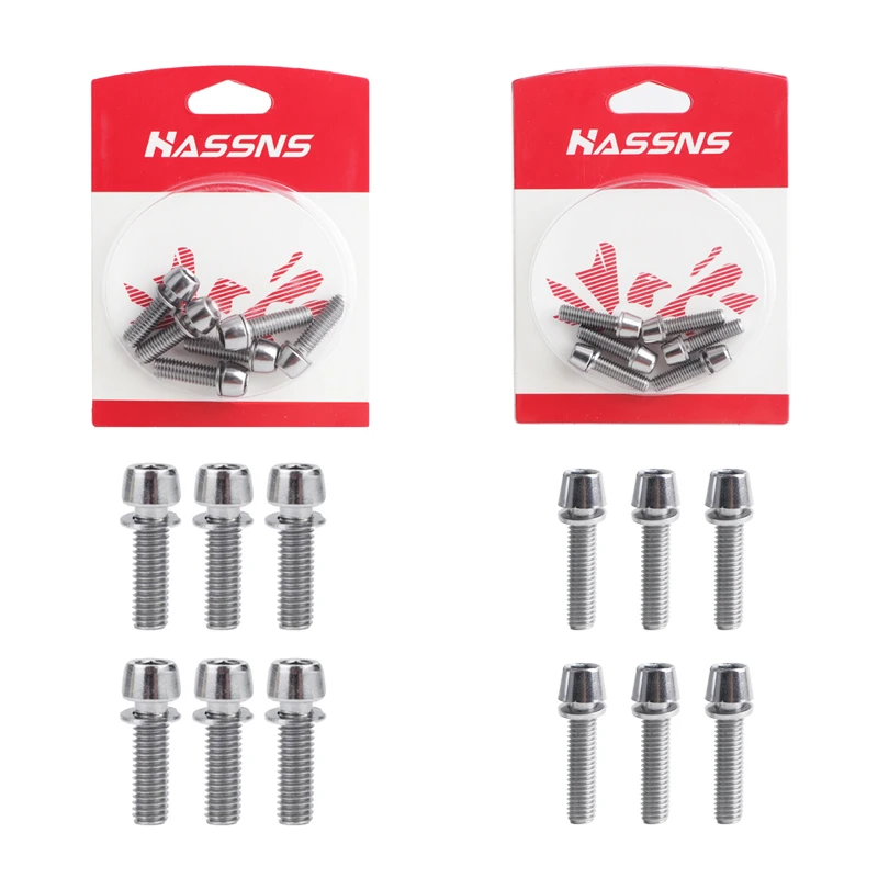 HASSNS Mtb Stem Screws M5 *18/20mm M6*18/20mm 6Pcs Mountain Bike Handlebar Table Stainless Steel Power Bolts Bicycle Accessories