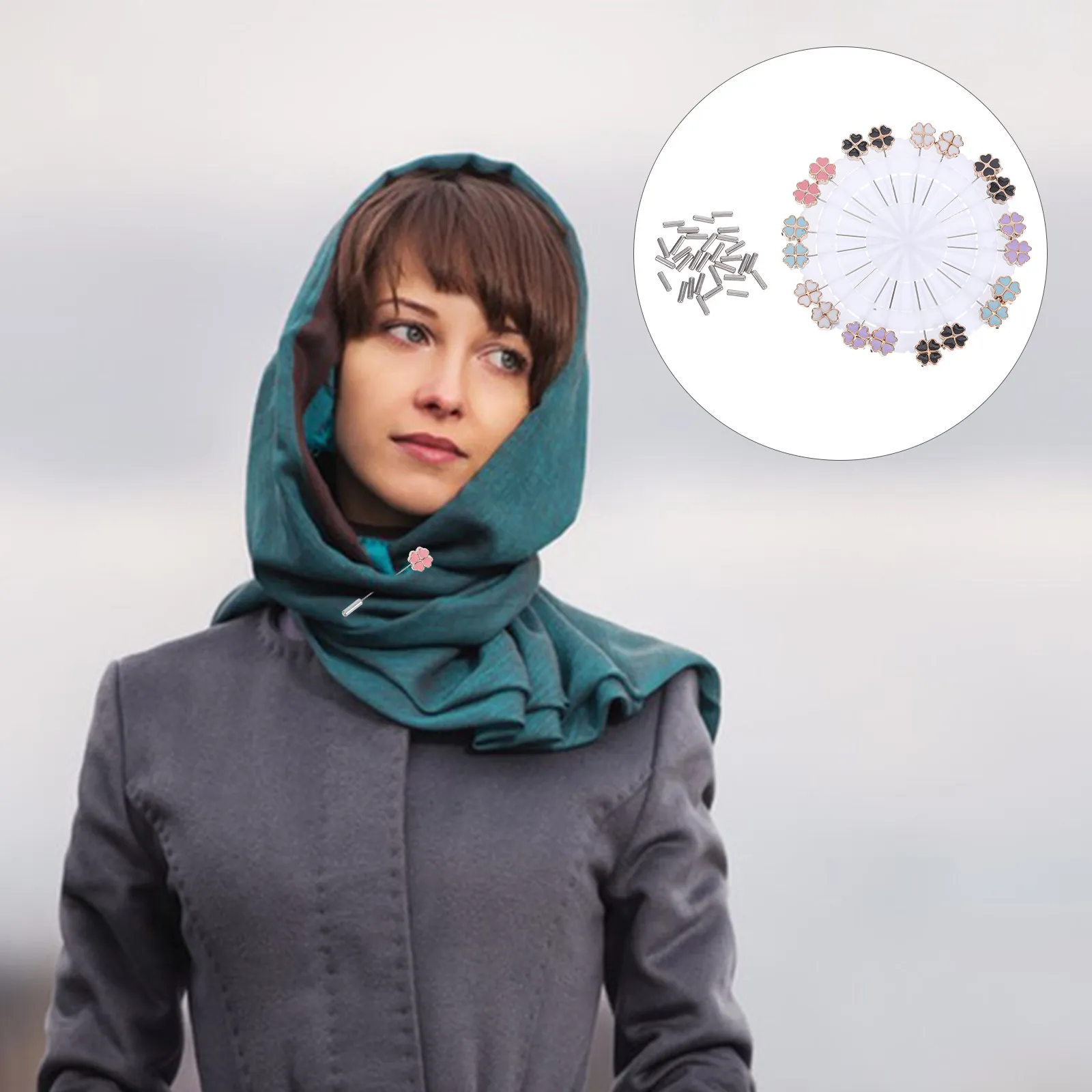 20Pcs Shawl Pin Hijab Scarf Brooch Resin Pearlized Safety Design Lightweight Portable Elegant Dressmaker Pin for Women Muslim