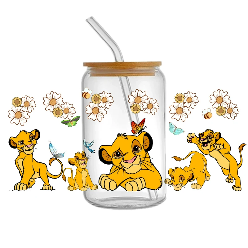 

Cute cartoon lion fawn UV DTF transfer crystal label cup sticker tear and paste 24cmX11cm flying house travelogue