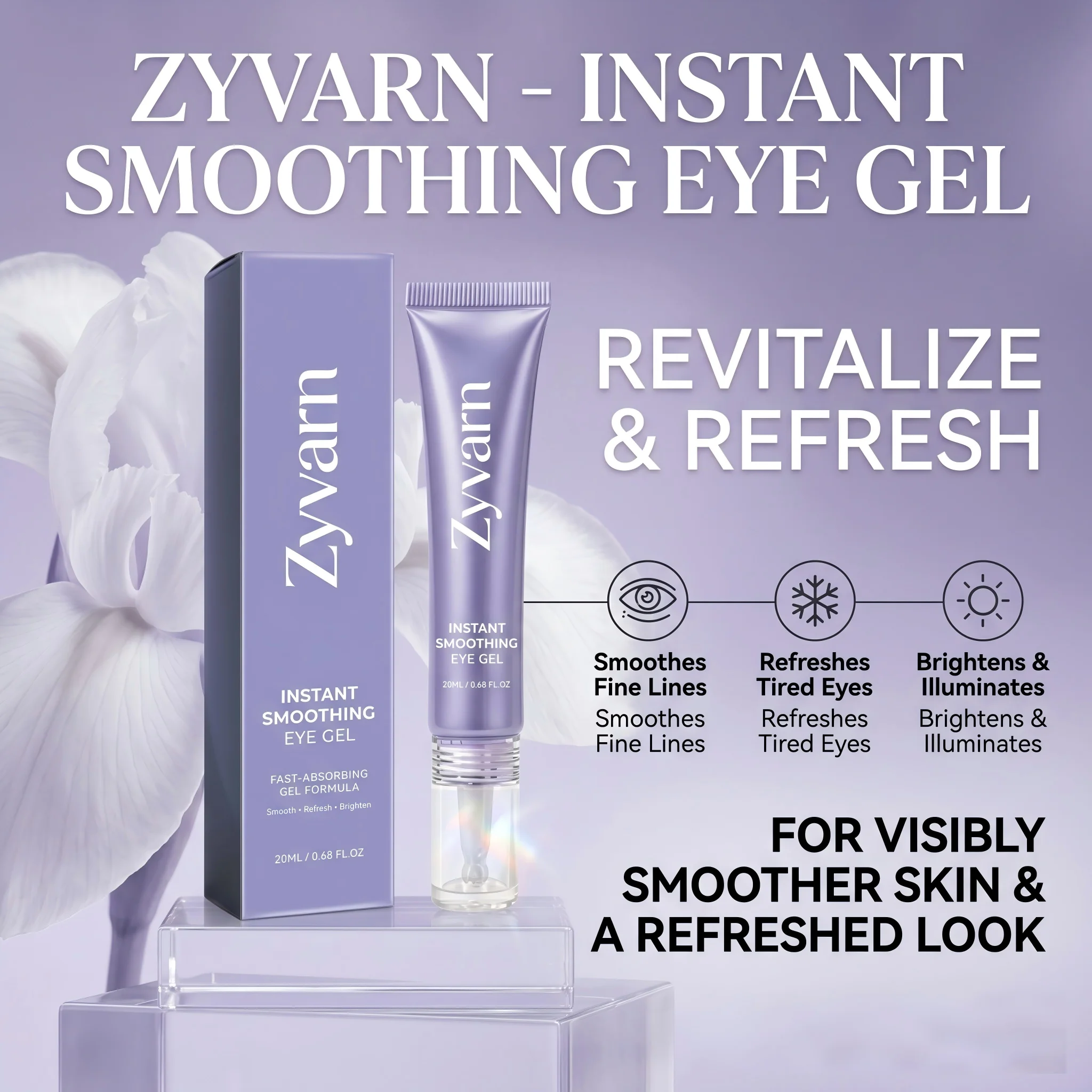 Soothing Eye Gel Smooths for Tired Eyes Fine Lines Reduce Puffiness Improve Dark Circles Brighten Puffy Dull Under-Eye Skin Care