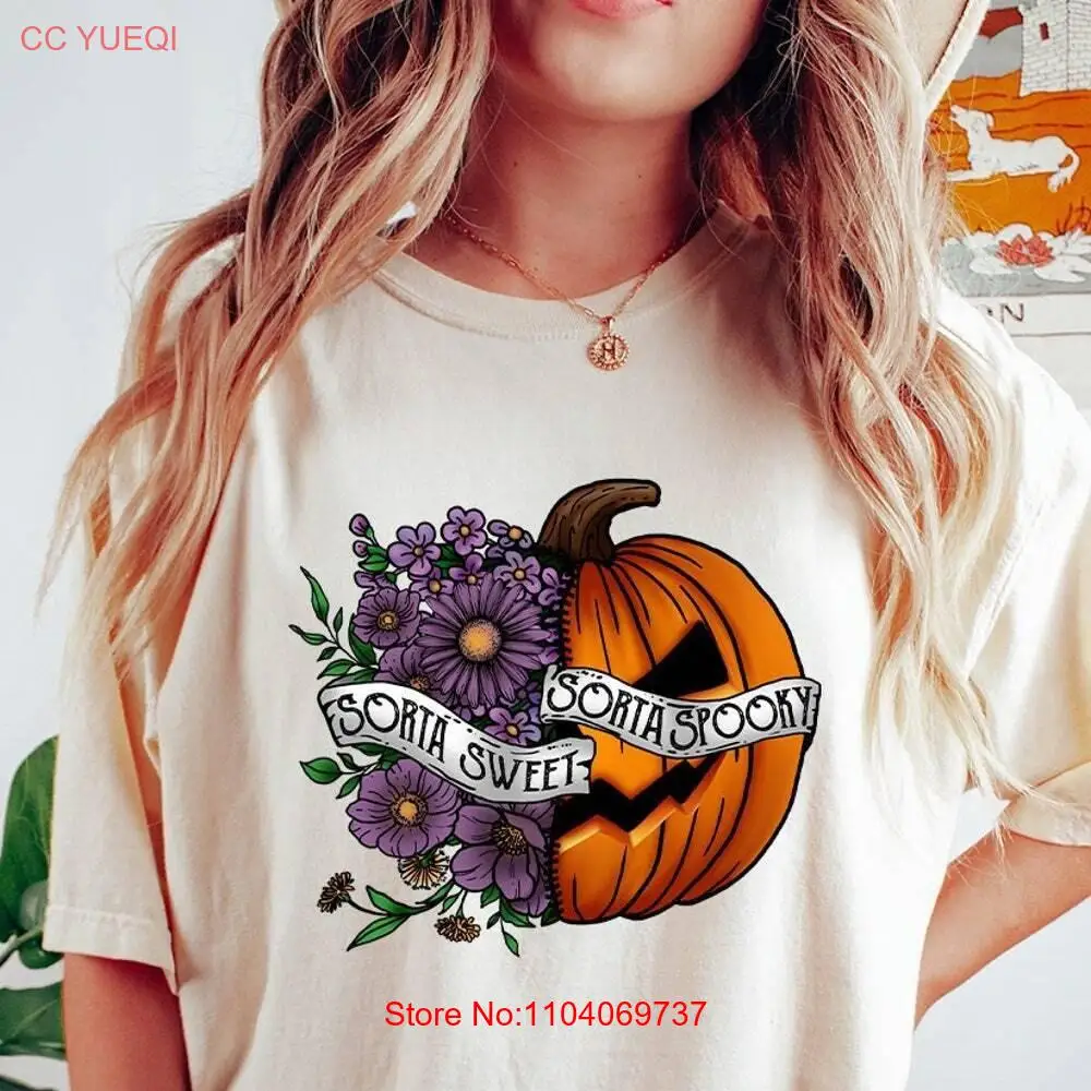 Sorta Sweet Sorta Spooky Shirt,Spooky Season Shirt,Floral Pumpkin Shirt,Hallo...