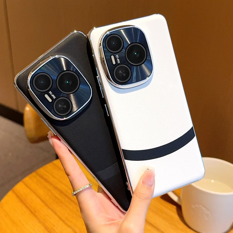 

For Honor Power Plated Leather Jue Black & White Block Anti-Yellow Anti-Fingerprint Phone Case