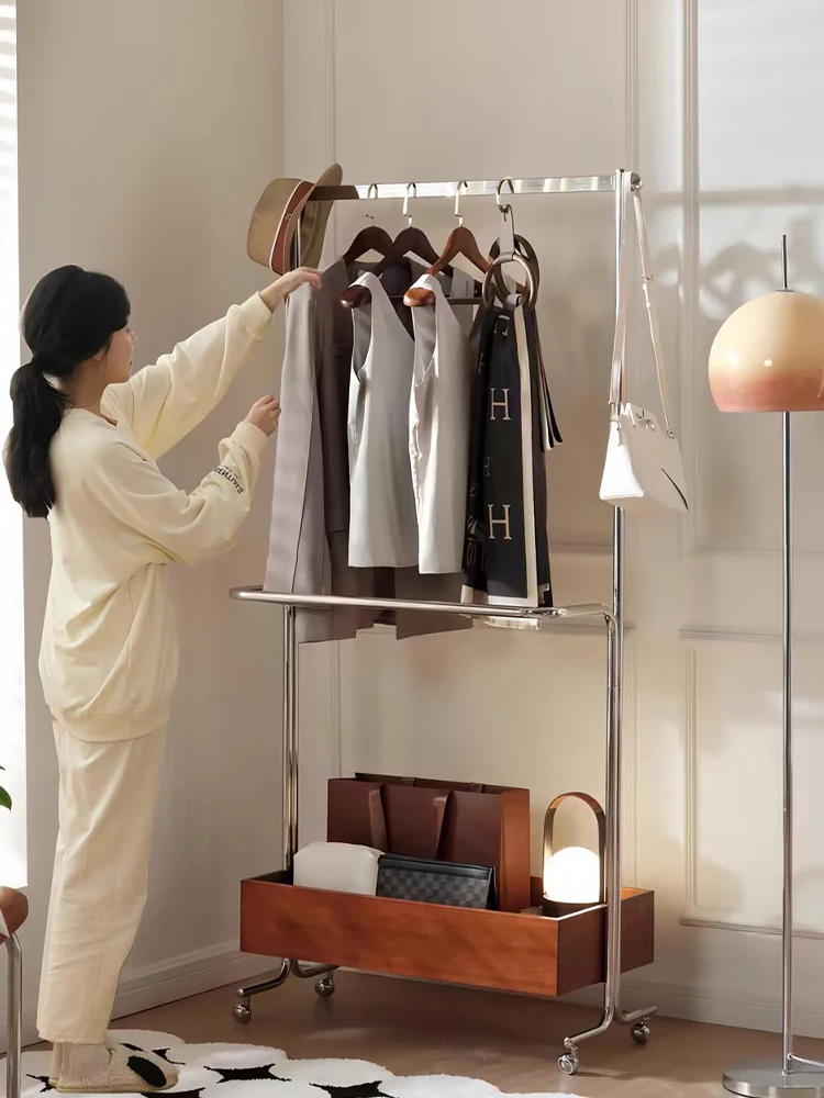 

Floor-Standing Hang Drying Coat Rack Removable French Advanced Middle-Ancient Bedroom Storage Double Storage