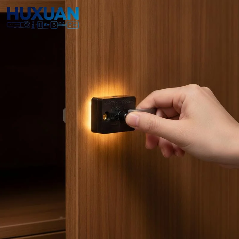 Automatic Reset Cabinet Light Switch Door Control Contact Switch Easy Mount Wardrobe Closet Lamp Trigger for Home Cabinetry