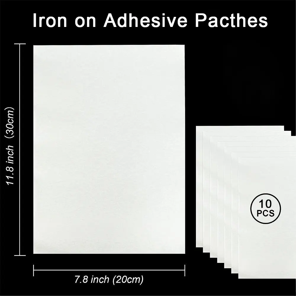 10 Pcs 7.8in x 11.8in Iron-on Adhesive Patches Sheets Double-Sided Press-on Patch Heat Melt Fabric Glue Sheet Permanent Fusible